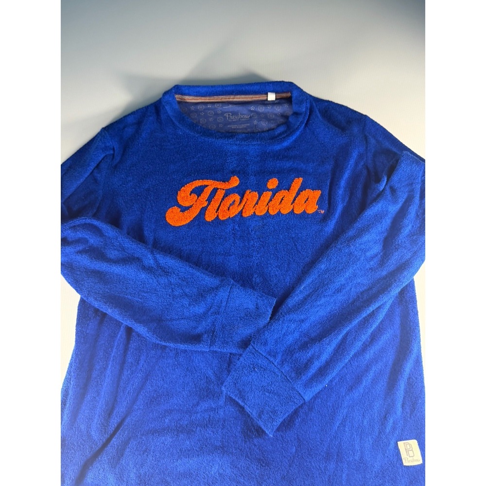 Pressbox Florida Gators Blue Terry Cloth Pullover Sweatshirt Orange Script Large